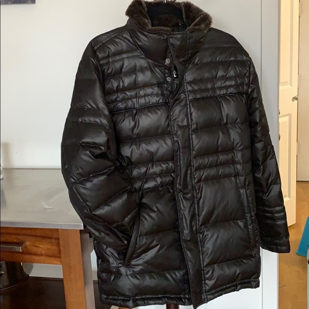 Men’s Marc New York Puffer coat with fur collar - Picture 3 of 5